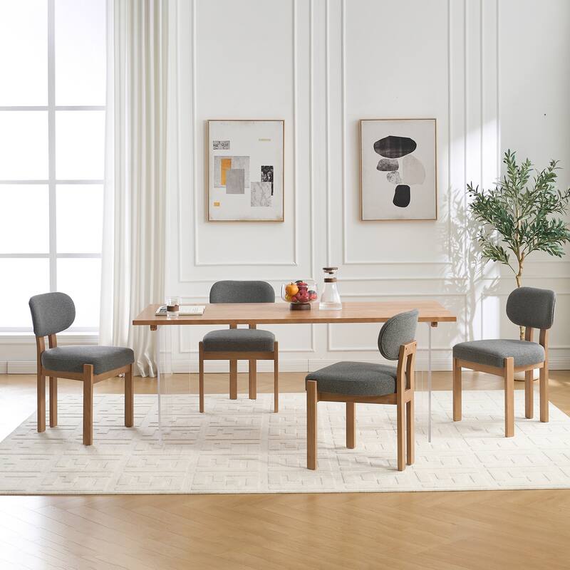 Wooden Dining Chairs Set of 2, Modern Fabric Upholstered Dining Room Chair Kitchen Chairs, Dinner Chair for Kitchen Dining Room
