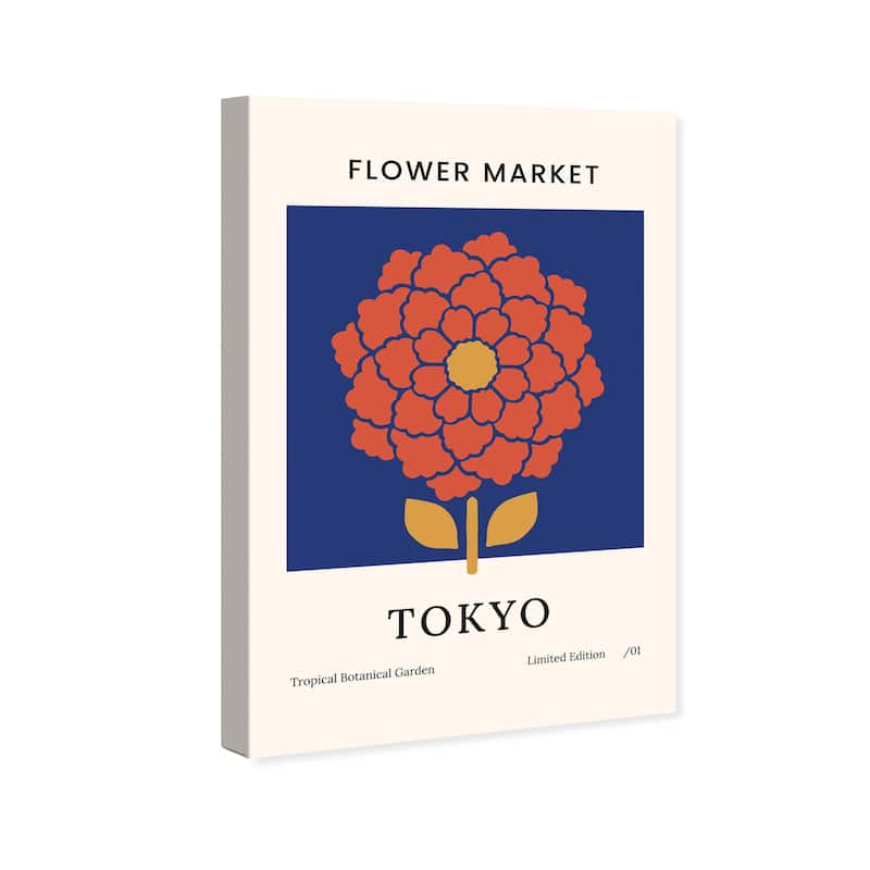 Wynwood Studio Canvas Advertising Flower Market Tokyo Orange and Dark Orange Modern & Contemporary Wall Art Canvas Print