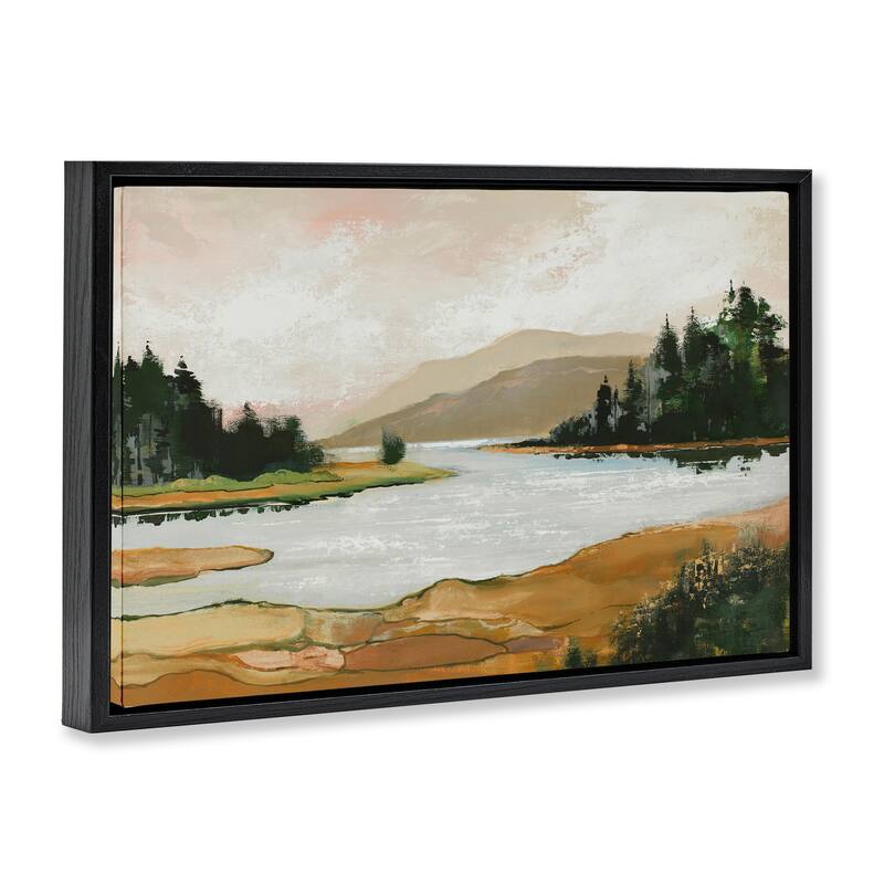 Stupell Relaxing Valley Lake Framed Floater Canvas Wall Art Design By Max Maxx