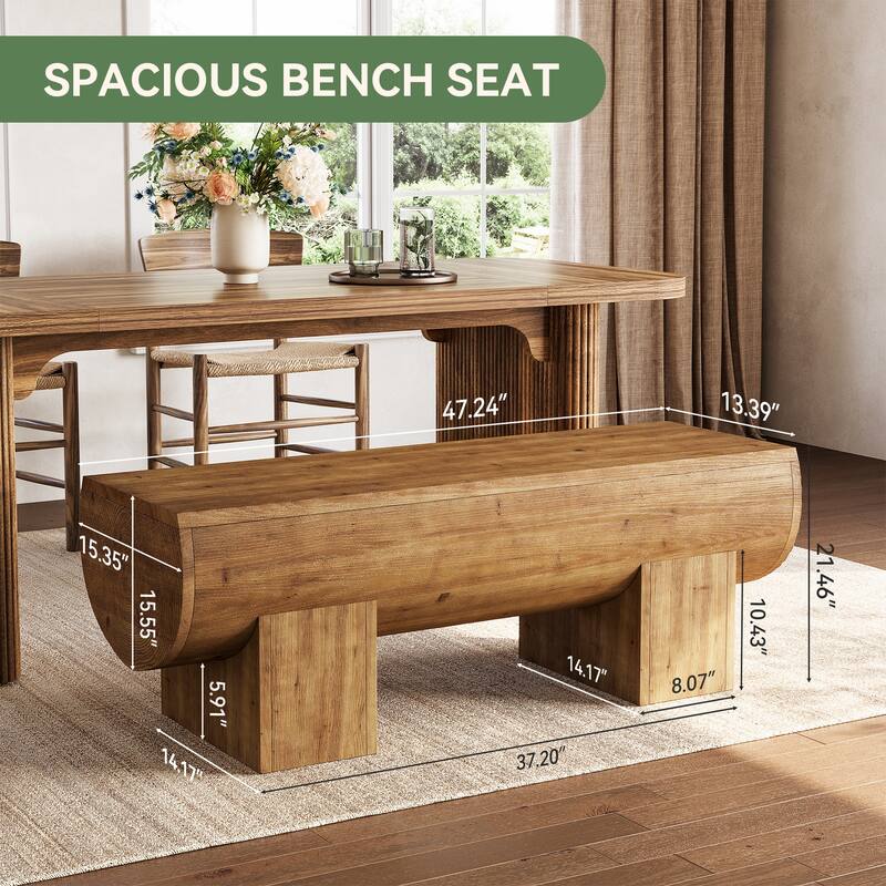 47 Inch Solid Wood Dining Bench Entryway End of Bed Bench for bedroom