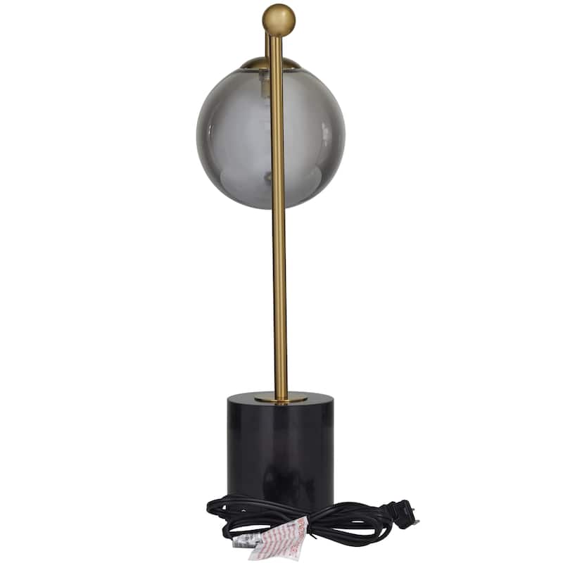 Metal Orb Room Desk Lamp with Marble Base - Silver - Roche River Decor