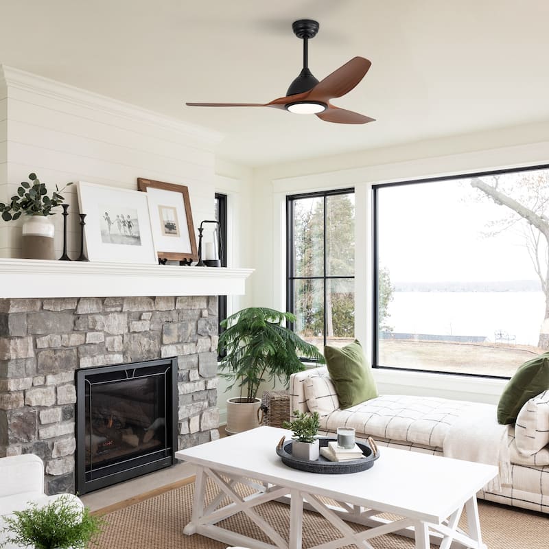 52" High CFM Modern Ceiling Fan with Remote Control and Reversible Blades With Light