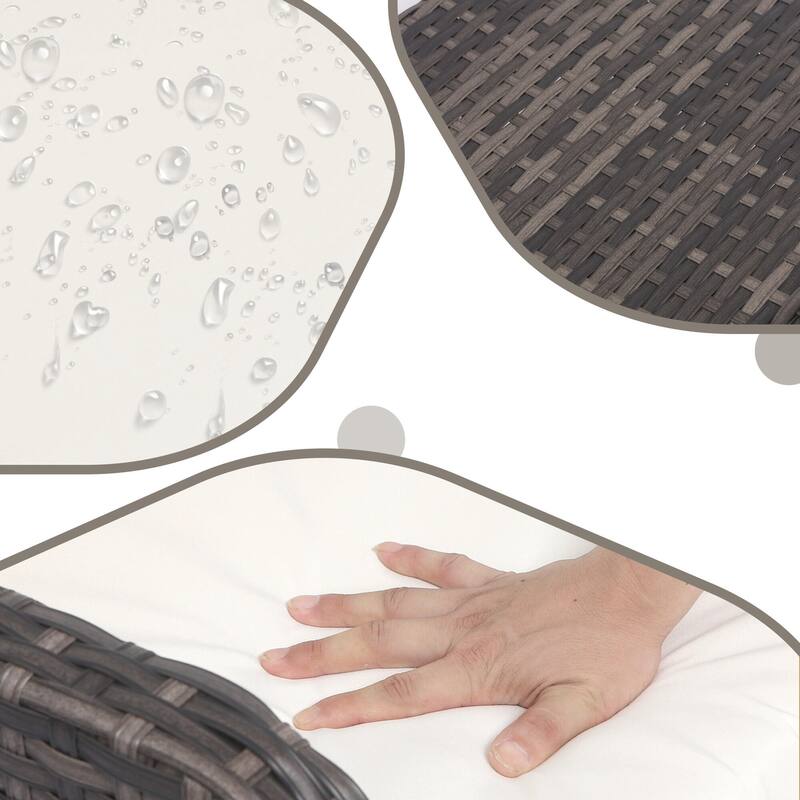 Patio 5 Pieces Rattan Cushioned Conversation Set With Ottoman Coffee Table