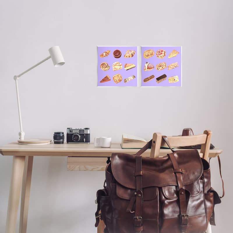 Stupell Various Pastries on Purple Wall Plaque Art Design By Melissa Wang (Set of 2)