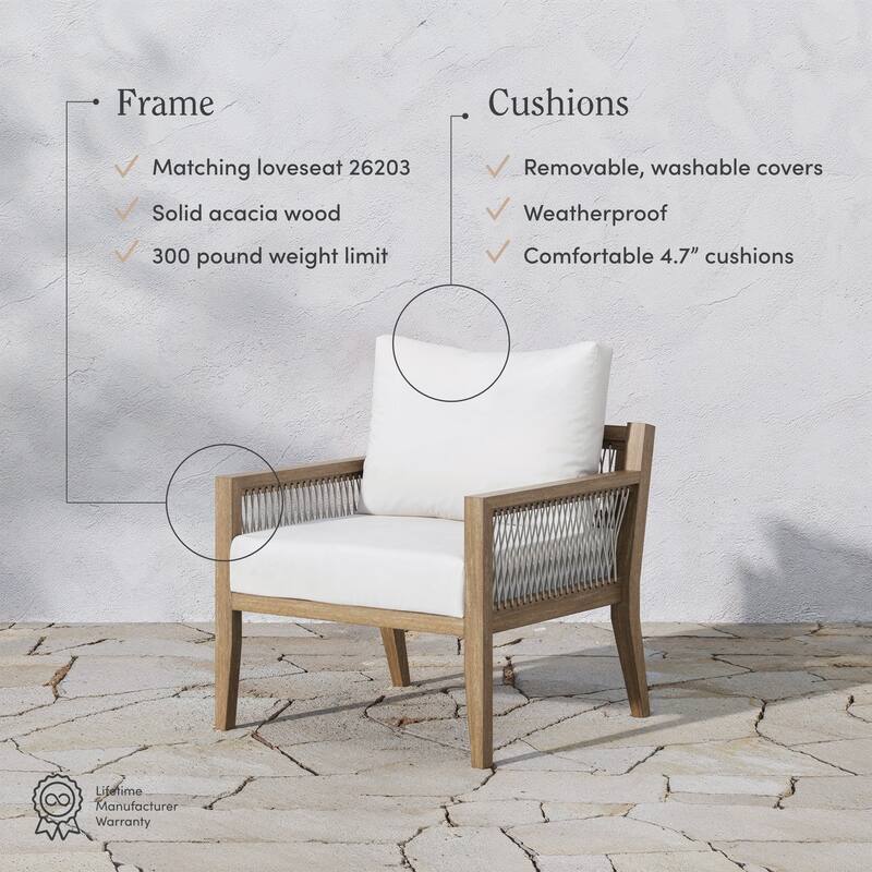 Freya Bohemian Wooden Armchair, Outdoor Patio Chair, Solid Acacia Wood Frame
