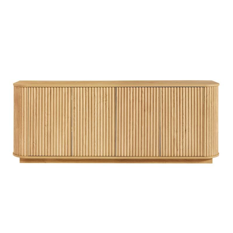 Sideboard Storage Cabinet TV Stand with wave pattern Buffet Cabinet Wooden Vertical Striped Cabinet