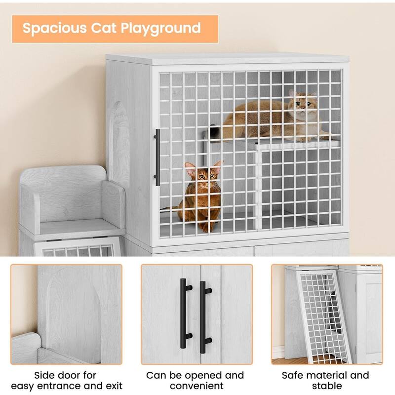 Litter Box Enclosure with Cat House