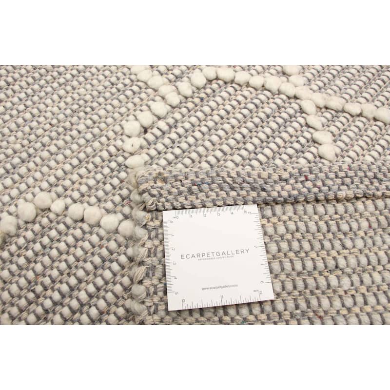 ECARPETGALLERY Braid weave Sienna Grey Wool Rug - 4'11 x 7'9