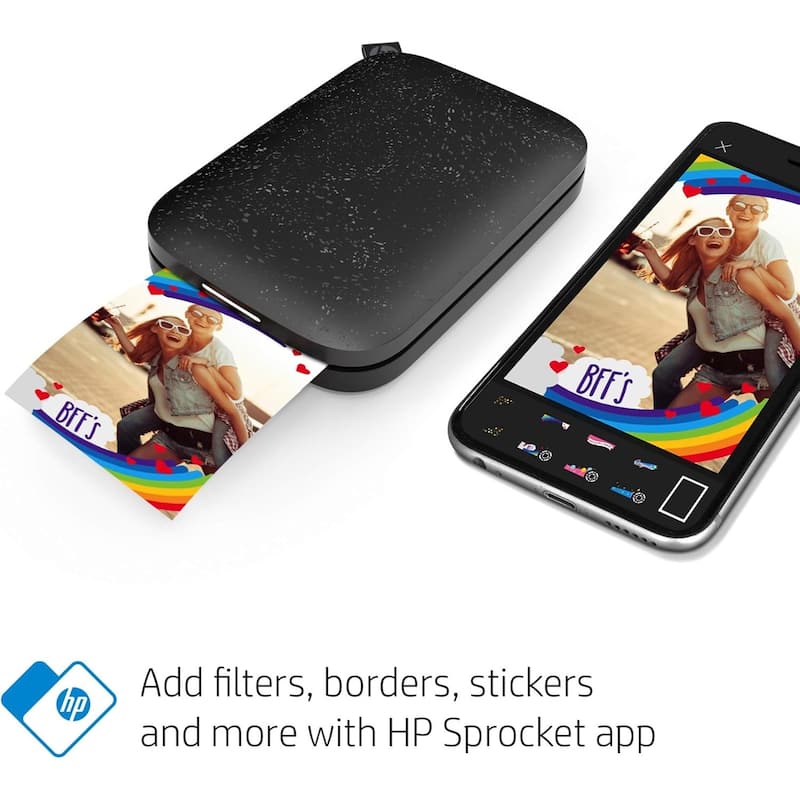 HP Sprocket 2x3 Instant Photo Printer, 75 Sheets, Wireless, Portable, Bundle