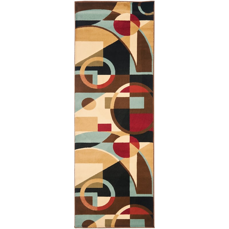 SAFAVIEH Porcello Corazon Modern Rug - 2'4" x 9' Runner - Black/Multi - Runner