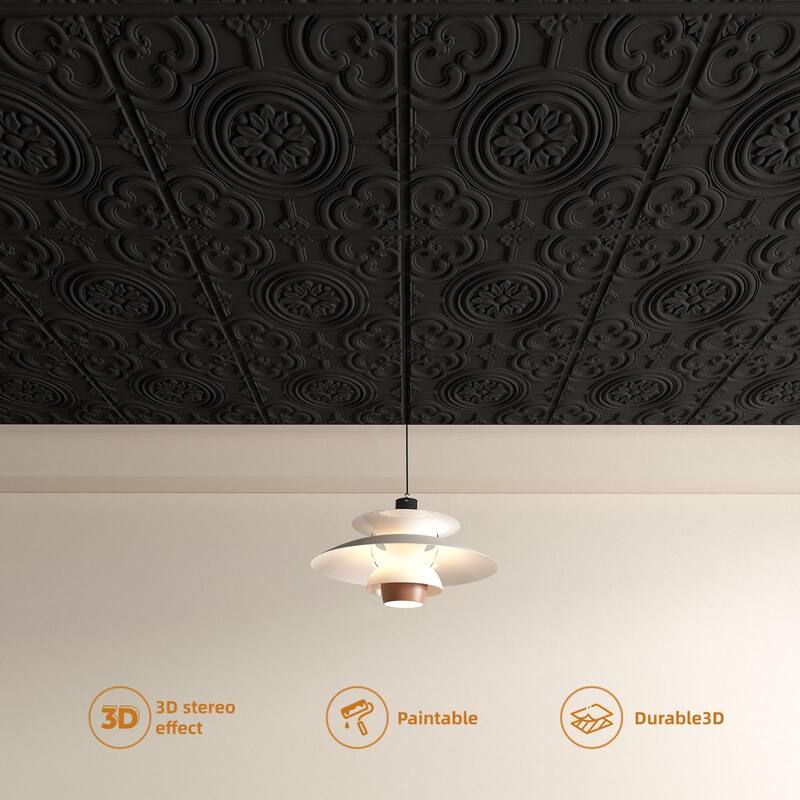 Atr3d 12 Pack 24"x24" 3D Wall Panel Ceiling Tiles Cover 48 Sq.Ft. for Home Decor