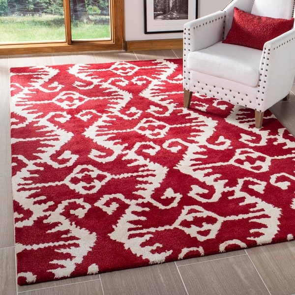 slide 2 of 149, SAFAVIEH Handmade Wyndham Zvonka Modern Wool Rug 3' x 5' - Red/Ivory - Rectangle