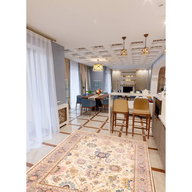 ECARPETGALLERY Hand-knotted Modern Oushak Cream Wool Rug - 7'11 x 10'0