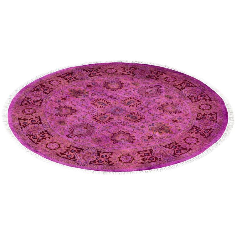 Overdyed One-of-a-Kind Hand-Knotted Area Rug - Purple - 4' 1" x 4' 1"