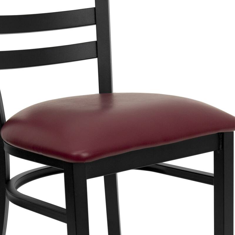 Commercial Grade Modern Metal Ladder Back Restaurant Dining Chair - 16.5"W x 17"D x 32.25"H
