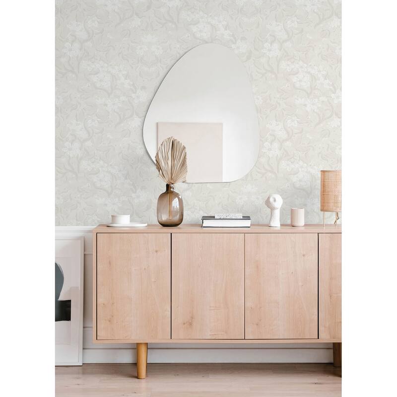 A-Street Prints Lisa Grey Floral Damask Wallpaper