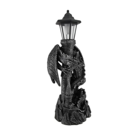 Dragon Keeper Of The Castle Light Solar Led Lantern Statue - 21 X 8 X 7 inches