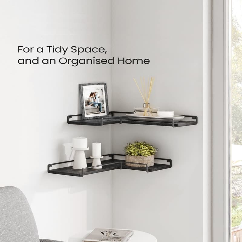 Corner Shelf Wall Mount Set of 2 - 15.7"D x 5.5"W x 1.6"H