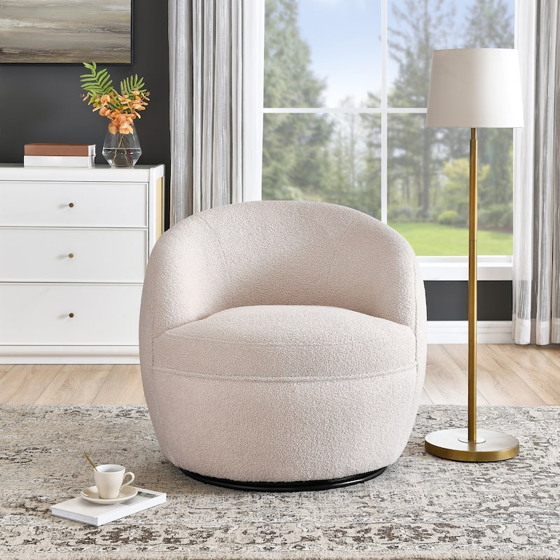 Swivel Single Lounge Sofa Plush Barrel Chair with Thick Foam Padding, Round Armchair Accent Chair Club Chair