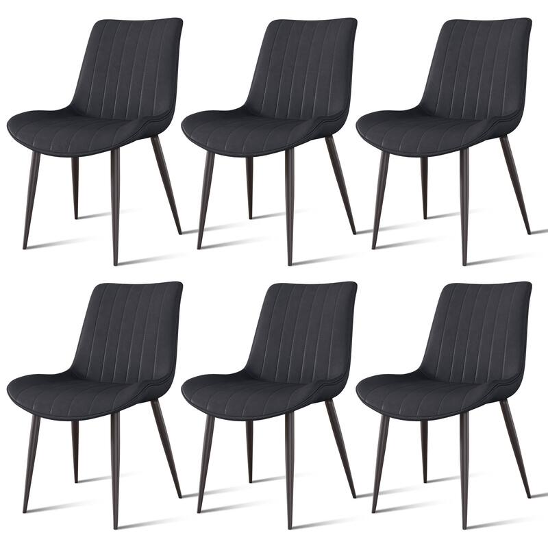 Black Dining Chair Kitchen Chair Meeting Room Chair Set of 6 Side Chair Armless Chair with Metal Legs