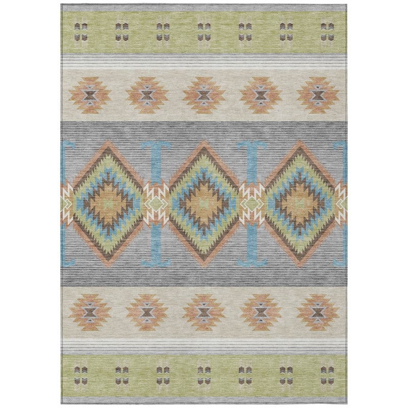 Machine Washable Indoor/ Outdoor Global Chennai Chantille Rug