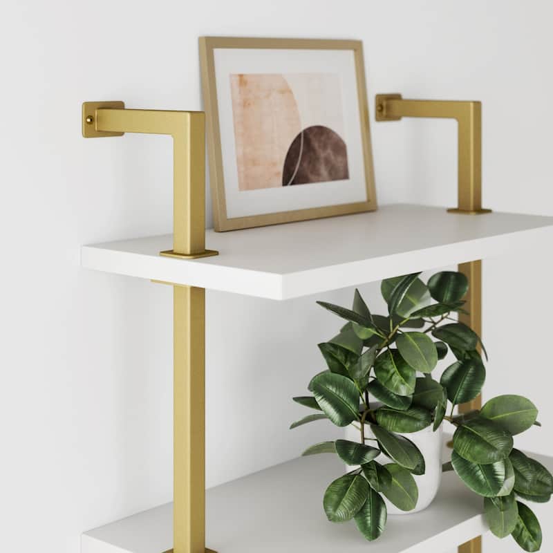 Nathan James Theo 3-Shelf Bookcase Floating Wall Mount Wood with Metal Frame