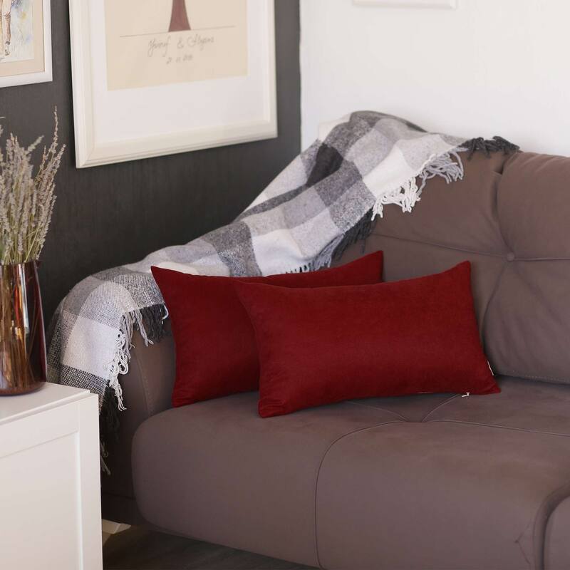 Set of 2 Maroon Red Modern Lumbar Throw Pillows Bed Bath & Beyond