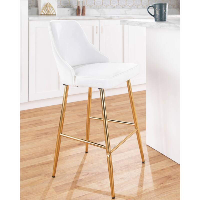 LumiSource Marcel Glam Velvet Gold Metal Counter Stools (Set of 2)