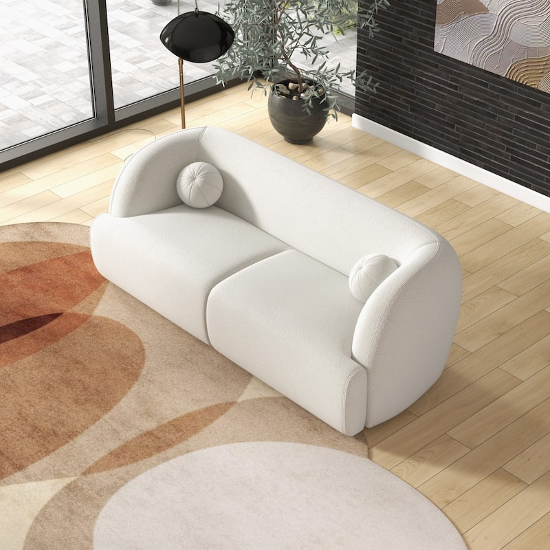 Quern Japandy Style Luxury Comfy Modern Boucle Fabric Curved Sofa