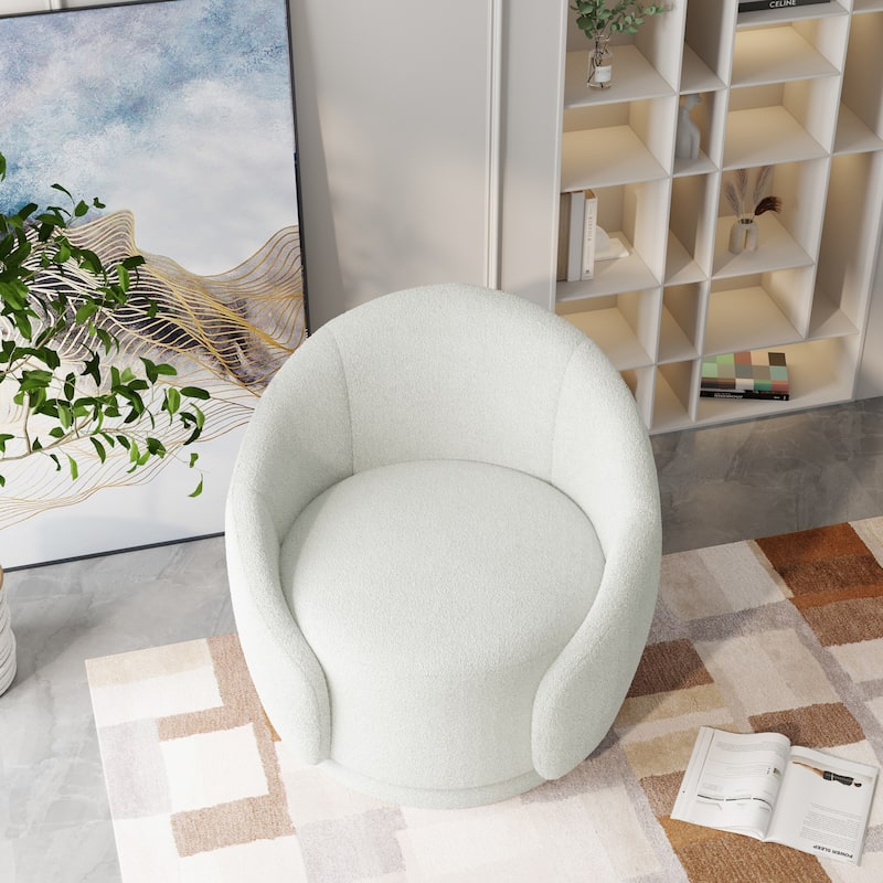 Upholstered Boucle Swivel Barrel Chair