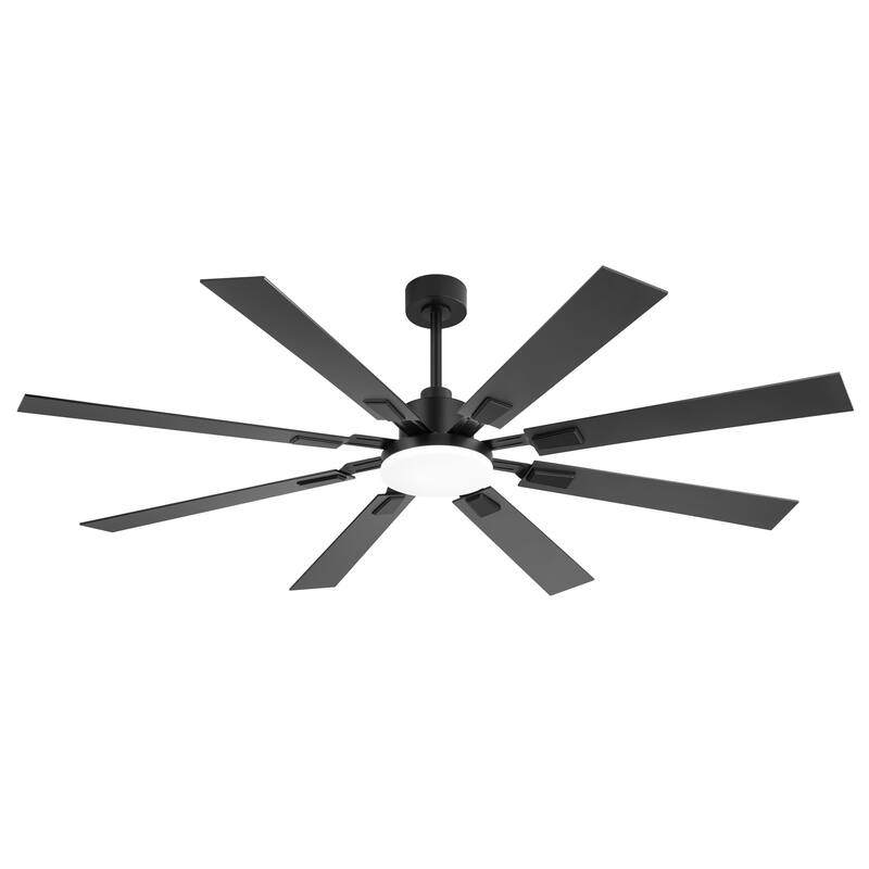 48"/52"/60"/72" Modern Black LED Ceiling Fan with Light Remote (5/6/8 Reversible Blades)