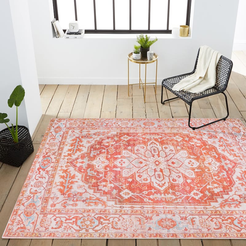 JONATHAN Y Maris Ornate Medallion Machine Washable Area Rug