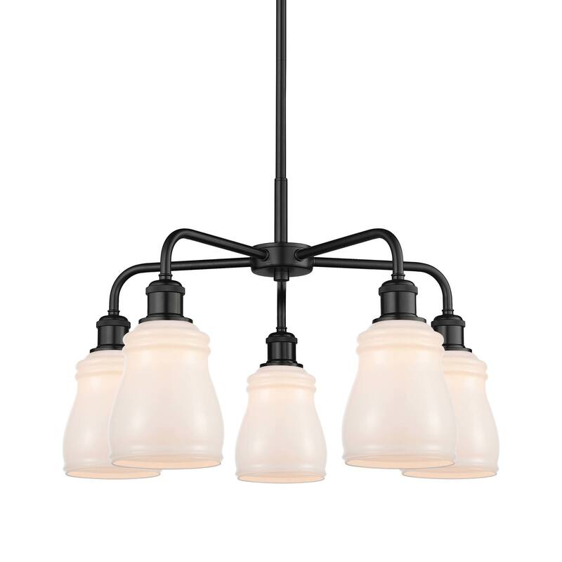Innovations Lighting 516-5CR-15-23 Ellery Chandelier Ellery 5 Light - Matte Black / White