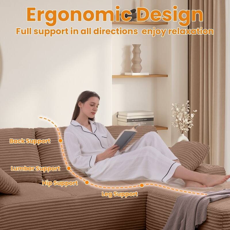 103.5" Cloud Sectional Couch with L-Shape Chaise,Modern Modular Sofa with Deep Seat, No Assembly Required