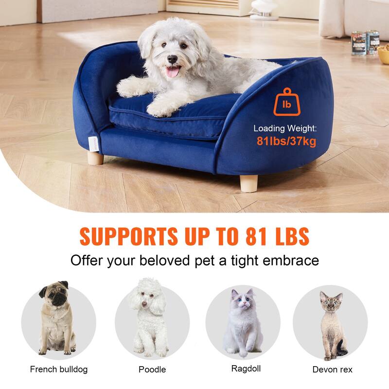 VEVOR Pet Sofa, Dog Couch for Dogs and Cats, Soft Velvety Dog Sofa Bed
