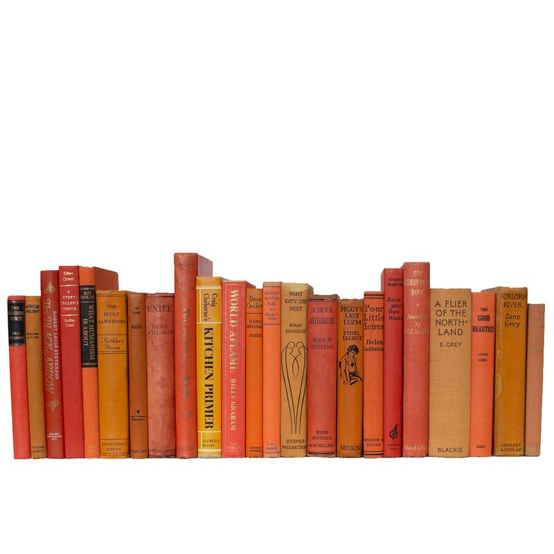 Decorative Books - Vintage Citrus Books - 1 Foot of Orange Books