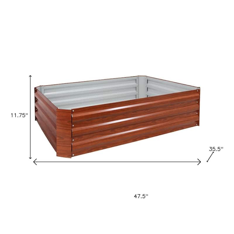 HomeRoots 12" X 48" Brown Steel Rectangular Raised Garden Bed