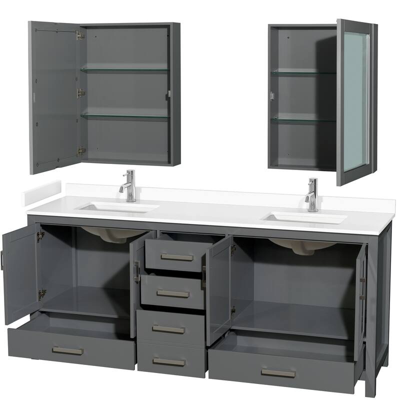 Sheffield Double Bathroom Vanity Set, Cultured Top, Medicine Cabinets