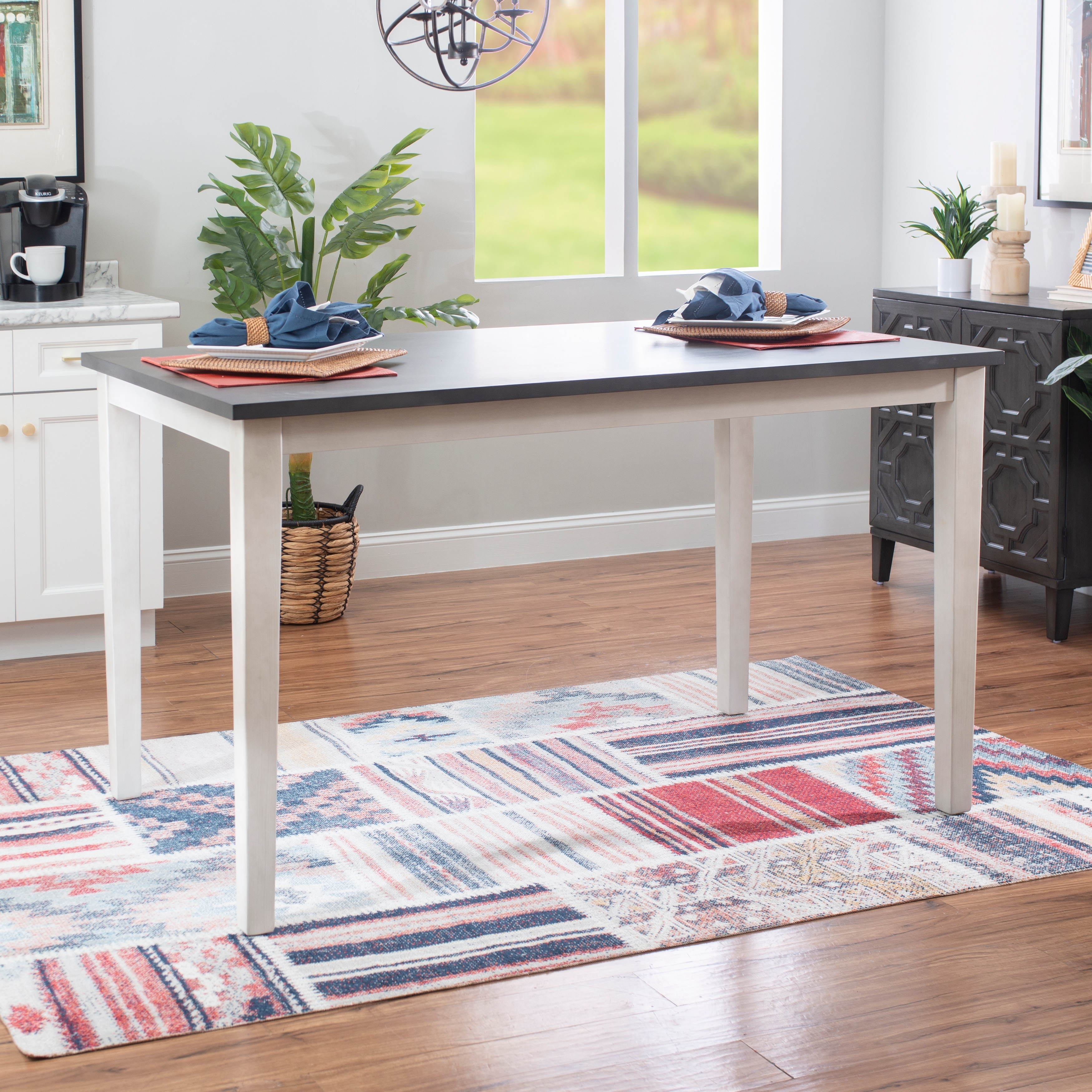 Linon Mckee White Acacia Wood Counter Height Dining Table