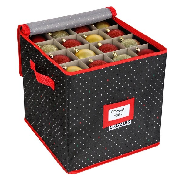 Christmas Ornament Box, Stores up to 64 Ornaments  Tree Print