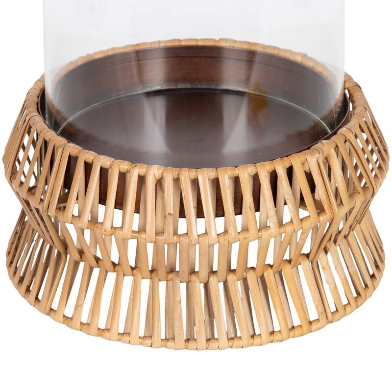Kate and Laurel Rashana Rattan Pillar Candle Holder - 8x8x11
