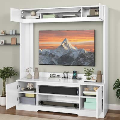 Moasis Glossy Wall Unit Entertainment Center TV Stand with Cabinet for Living Room