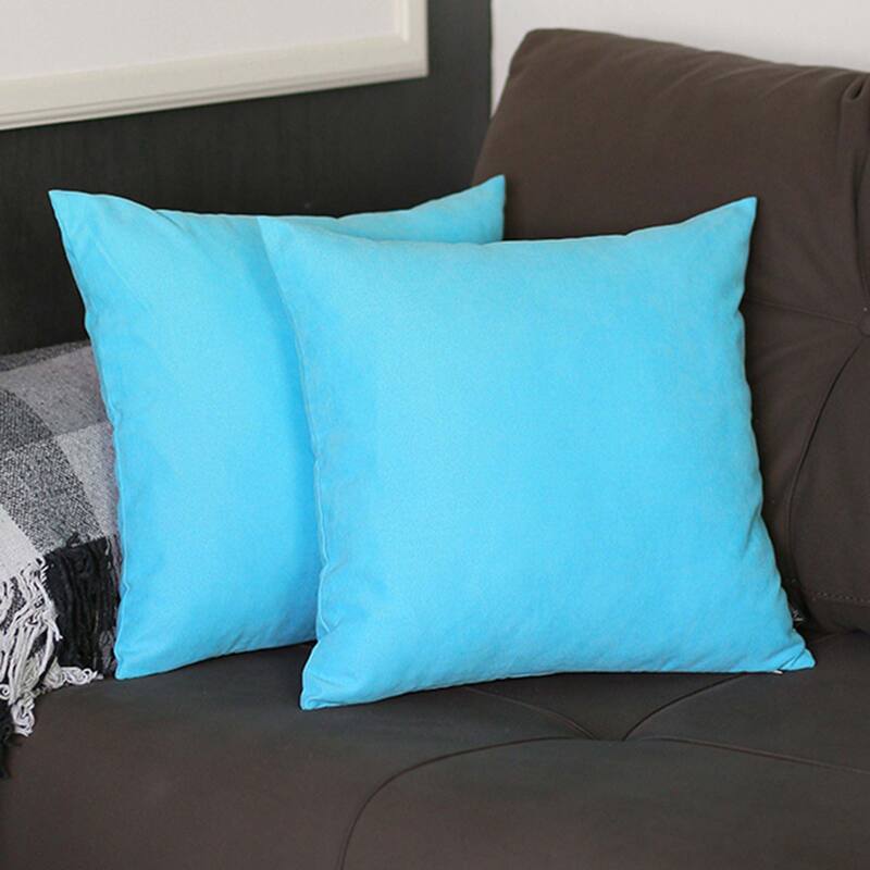 Honey Set of 2 Decorative Throw Pillow Cover Solid Color - 18" x 18" - Sky Blue