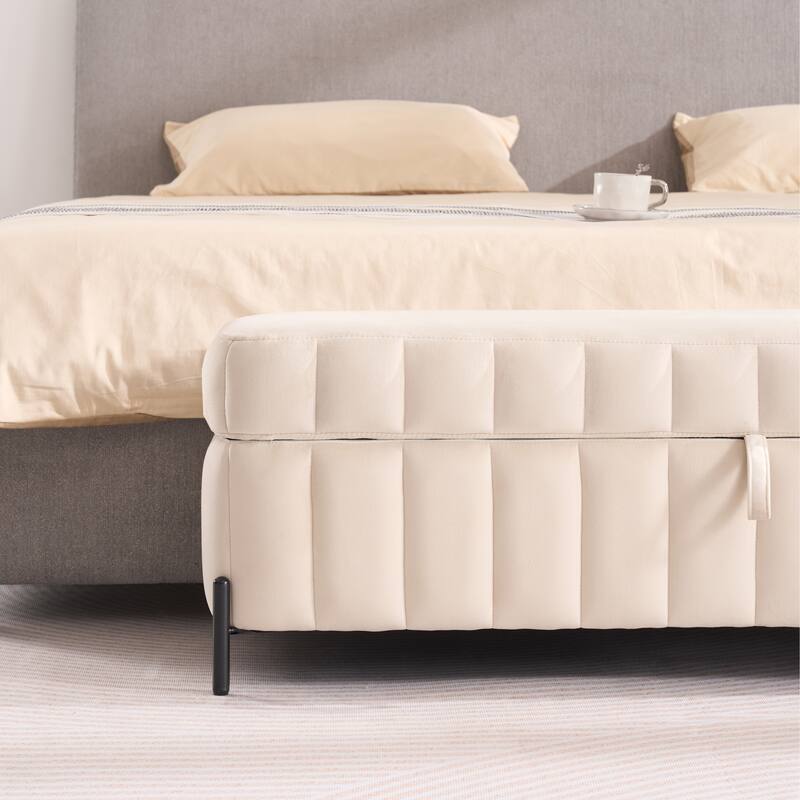 49.2"W Modern Storage Bench,Bedroom Ottoman Bench with Metal Legs