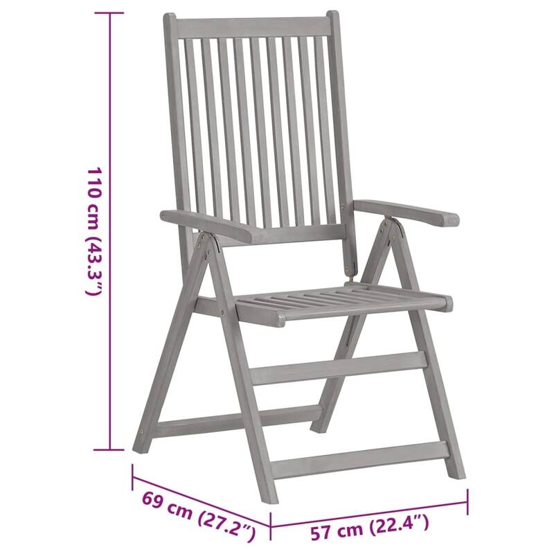 vidaXL Outdoor Recliner Chairs Patio Chair with Cushions Solid Wood Acacia