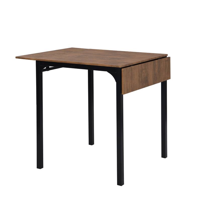 Metal Frame Kitchen Set Drop Leaf Dining Table Set with 4 Chairs