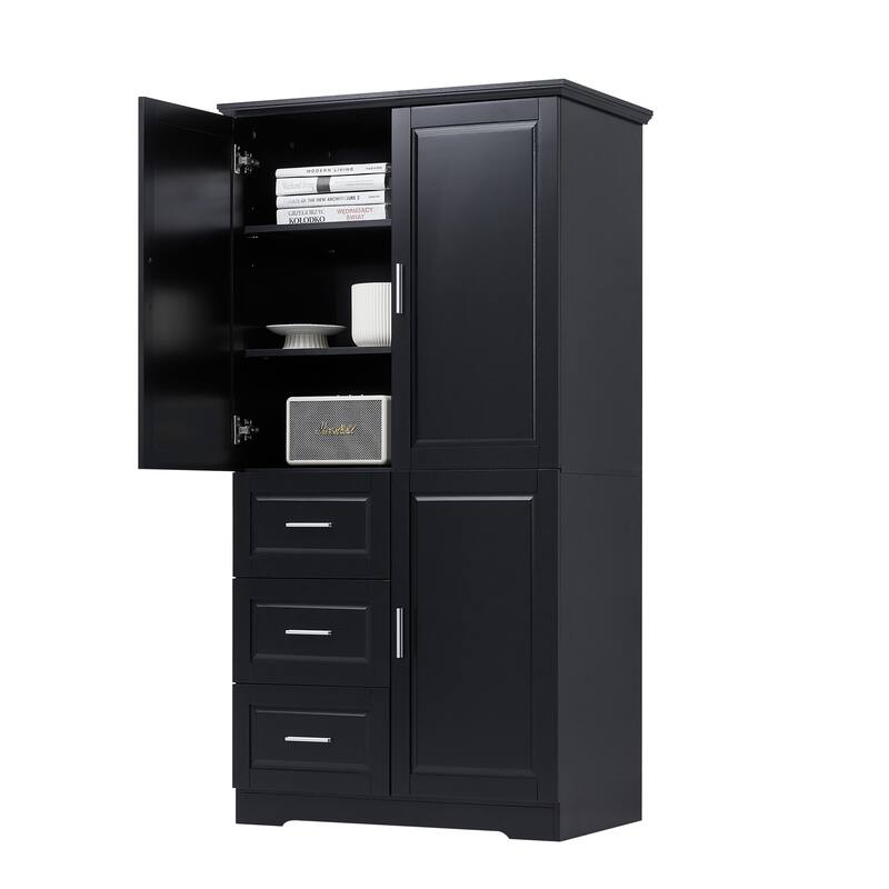 Tall And Wide Storage Cabinet With Doors For Bathroom/Office