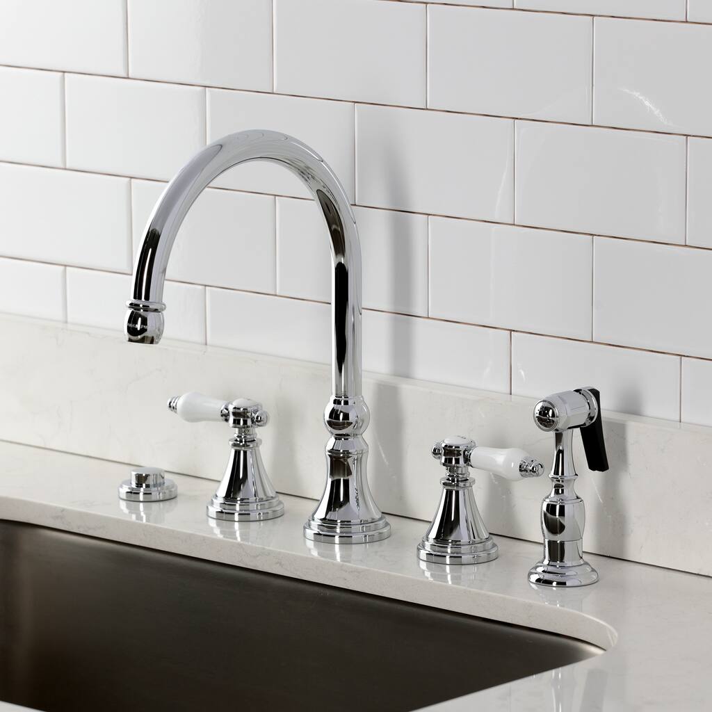 Kingston Brass Essex Double-Handle Wall-Mount Pre-Rinse Bridge Kitchen Faucet