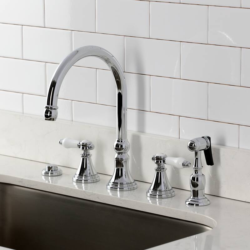 Kingston Brass Essex Double-Handle Wall-Mount Pre-Rinse Bridge Kitchen Faucet