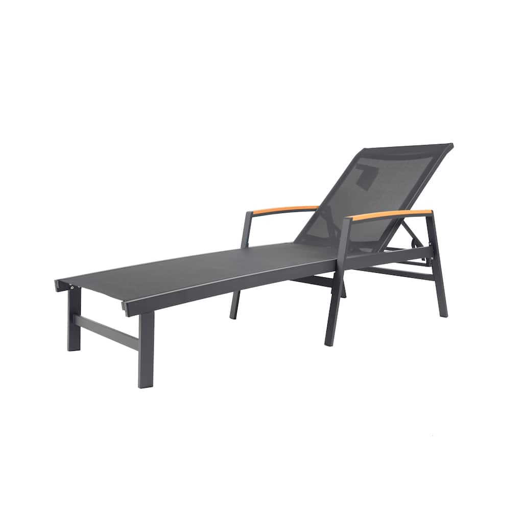Roomfitters Oxton Outdoor Aluminum Chaise Lounge with Breathable Mesh Seat, Patio Recliner